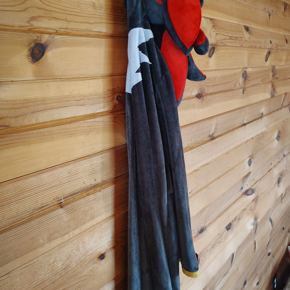 Red and Black Plush Cape with Star Design